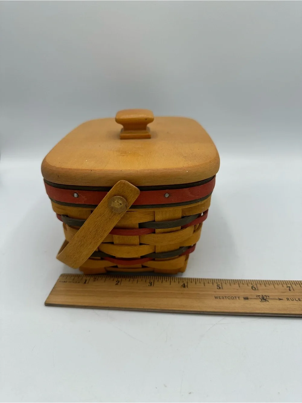 Longaberger 1997 All American Patriot Basket Combo Handle Lid Plastic Liner